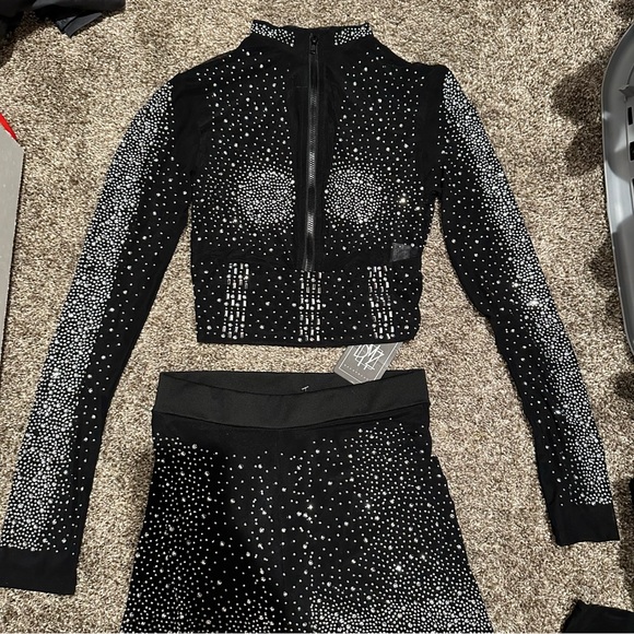 mesh rhinestone long sleeve and legging set - Picture 4 of 15
